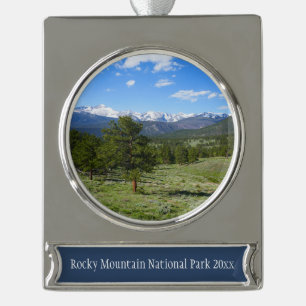 Rocky Mountain View Schitterend Landschap Verzilverd Banner Ornament