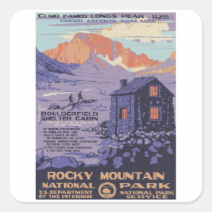 Rocky Mountain - Vintage Travel Vierkante Sticker