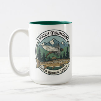 Rocky Mountain Wilde Bruine Forel Vliegvissen Tweekleurige Koffiemok