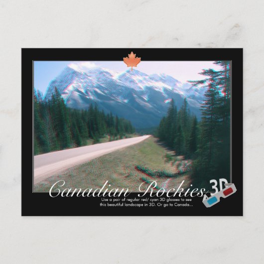 Rocky Mountains Canada 3D Anaglyph Briefkaart (Voorkant)