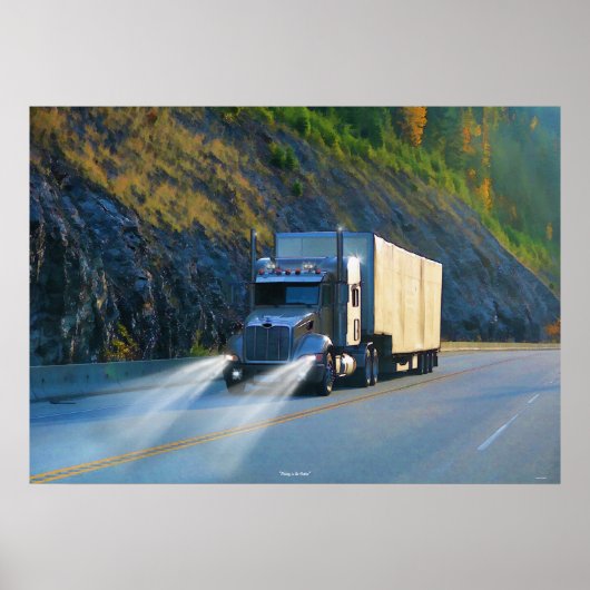 Rocky Mountains Cargo Truck Highway Driving Art Poster (Voorkant)