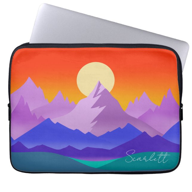 Rocky Mountains Golden Hour Sun Art Laptop Sleeve (Voorkant)