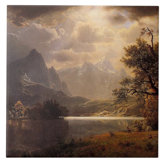 Rocky Mountains Lake Deer Wildlife Ceramic Tile Tegeltje (Voorkant)