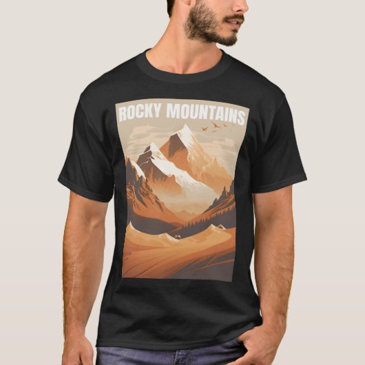 Rocky Mountains minimalistisch landschap T-shirt (Voorkant)