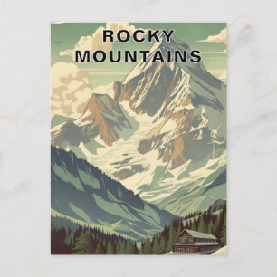 Rocky Mountains Retro Reis Berg Lodge Briefkaart