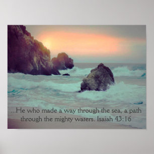 Rocky Ocean Sea Shore avec / Bible Verse Poster