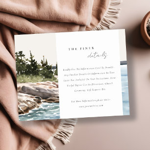 Rocky Pine Mountain Seascape Bruiloft Details Informatiekaartje