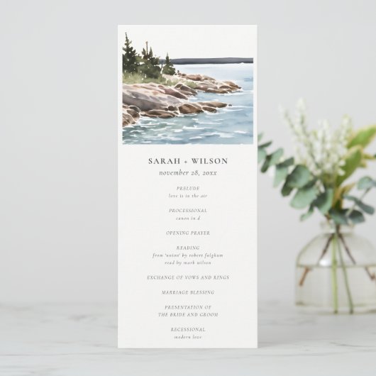 Rocky Pine Mountain Seascape Wedding Programme (Debout devant)