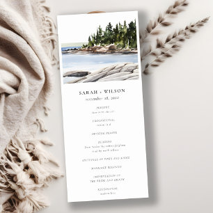 Rocky Pine Mountain Seascape Wedding Programme
