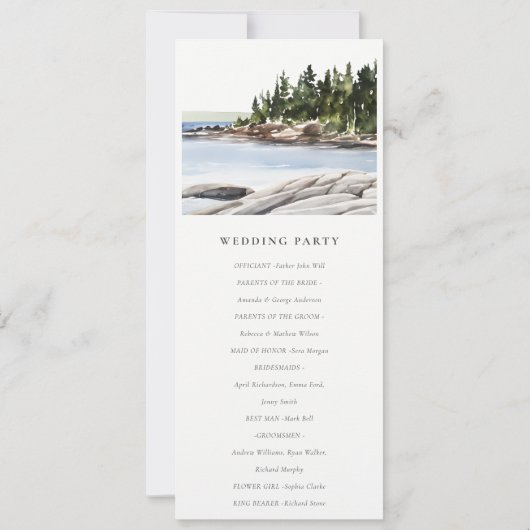Rocky Pine Mountain Seascape Wedding Programme (Dos)