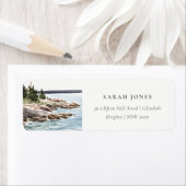 Rocky Pine Mountain Waterverf Zeegezicht Adres Etiket (Insitu)