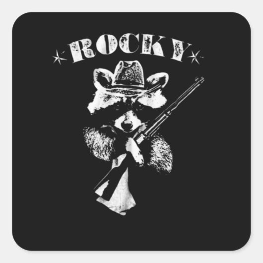 Rocky Racoon Vierkante Sticker (Voorkant)