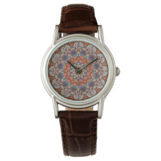 Rocky Roads Rustic Oranje  Kaleidoscoop Horloge