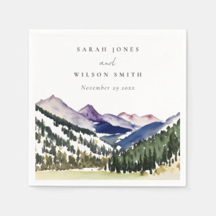Rocky Snow Mountain Waterverf Landscape Wedding Servet