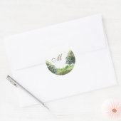 Rocky Tree Monogram Bruiloft Envelop Afdichtingen Ronde Sticker (Envelop)