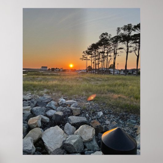 Rocky Waterscape Sunset Photo Poster (Voorkant)
