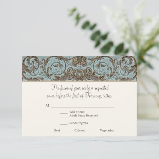  Rococo Barok Shell Etsen Scroll RSVP (Staand voorkant)