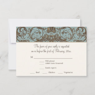 Rococo Barok Shell Etsen Scroll RSVP Kaartje