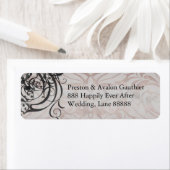 Rococo Black Scroll Damask-adreslabel Etiket (Insitu)