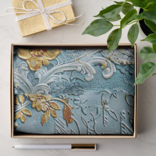 Rococo Blauw Goud Italiaans Romantisch Tissuepapier