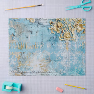 Rococo Blauw Goud Italiaans Romantisch Tissuepapier
