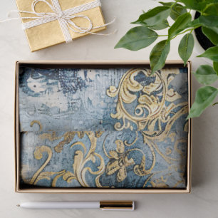 Rococo Blauw Goud Italiaans Romantisch Tissuepapier