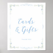 Rococo Blauwe Frame Kaarten & Cadeaus Poster (Voorkant)