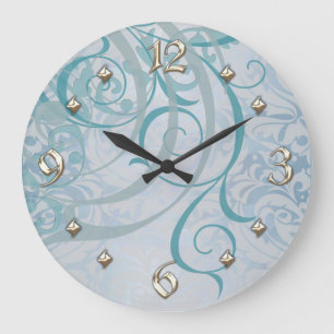 Rococo Blauwgroen Scroll Clock Grote Klok