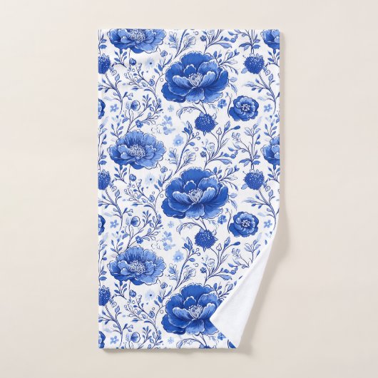 Rococo Blue Floral Elégance (Serviette à main)