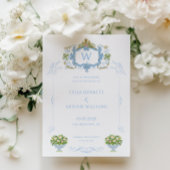 Rococo Blue Monogram Crest Wedding Save The Date