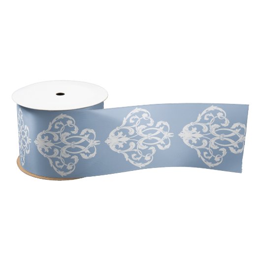 Rococo Blue White Flourish Pattern Lint (Spoel)