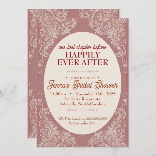 Rococo Bruids Douche Uitnodiging | 5x7 aangepast (Voorkant / Achterkant)