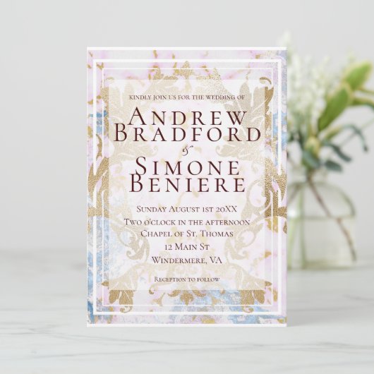 Rococo  bruiloft kaart (Staand voorkant)