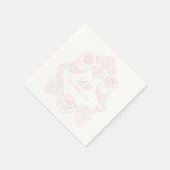 Rococo Crest Monogram Pink Wedding Logo Servet (Hoek)