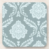 Rococo Damask Art I Duck Egg Blue+Teal Bier Onderzetter (Voorkant)