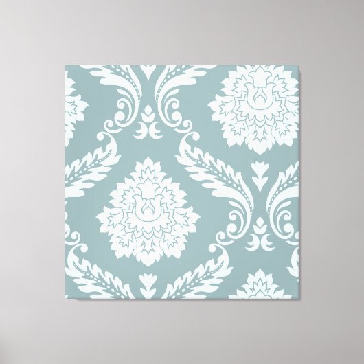 Rococo Damask Art I Duck Egg Blue+Teal Canvas Afdruk (Voorkant)
