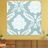 Rococo Damask Art I Duck Egg Blue+Teal Canvas Afdruk (Insitu (Woonkamer))