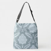 Rococo Damask Art I Duck Egg Blue+Teal Crossbody Tas (Achterkant)
