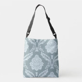 Rococo Damask Art I Duck Egg Blue+Teal Crossbody Tas (Achterkant)