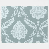 Rococo Damask Art I Duck Egg Blue+Teal Fleece Deken (Voorkant (Horizontaal))