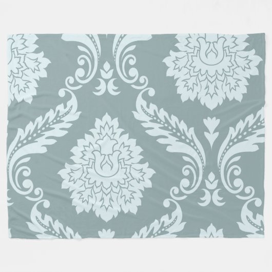 Rococo Damask Art I Duck Egg Blue+Teal Fleece Deken (Voorkant (Horizontaal))