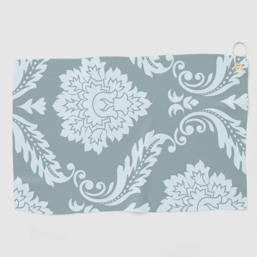 Rococo Damask Art I Duck Egg Blue+Teal Golfhanddoek (Horizontaal)
