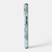 Rococo Damask Art I Duck Egg Blue+Teal iPhone 15 Hoesje (Linkerkant)