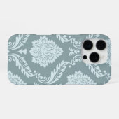 Rococo Damask Art I Duck Egg Blue+Teal iPhone Hoesje (Achterkant horizontaal)