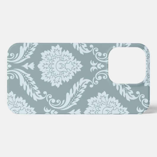 Rococo Damask Art I Duck Egg Blue+Teal iPhone Hoesje (Achterkant horizontaal)