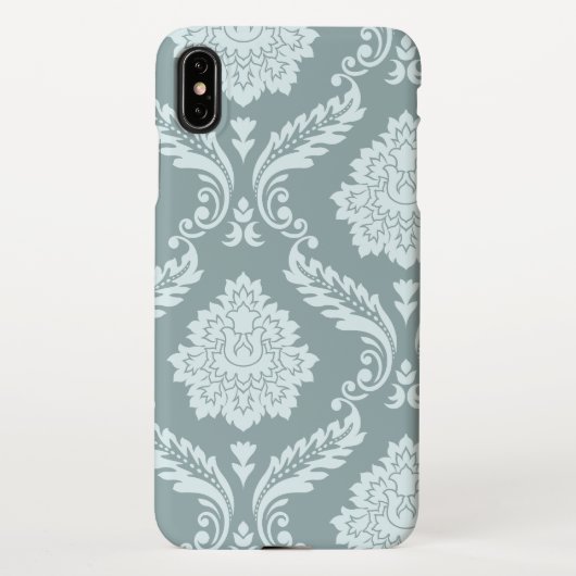 Rococo Damask Art I Duck Egg Blue+Teal iPhone Hoesje (Achterkant)