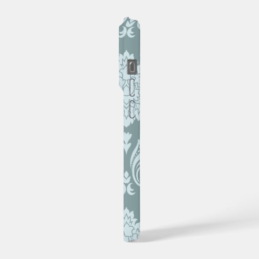 Rococo Damask Art I Duck Egg Blue+Teal iPhone Hoesje (Linkerkant)