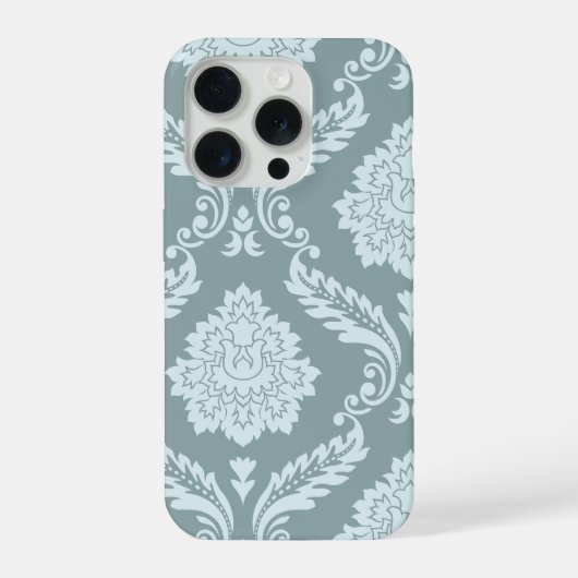 Rococo Damask Art I Duck Egg Blue+Teal iPhone Hoesje (Achterkant)
