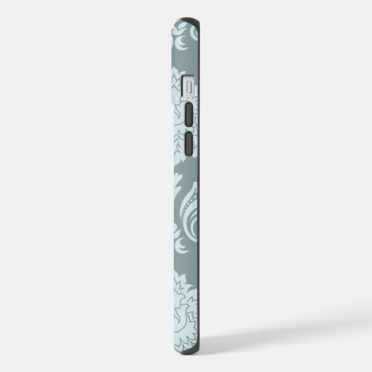 Rococo Damask Art I Duck Egg Blue+Teal iPhone Hoesje (Linkerkant)