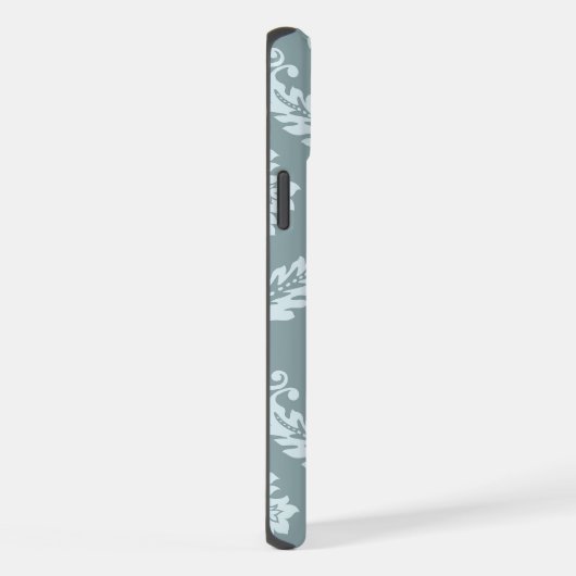 Rococo Damask Art I Duck Egg Blue+Teal iPhone Hoesje (Rechterkant)
